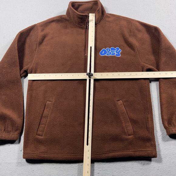 Obey Alley Sepia Quarter Zip‎ Sweatshirt Men Small Brown - Picture 4 of 9